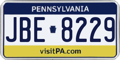 PA license plate JBE8229