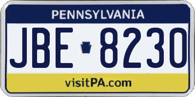 PA license plate JBE8230