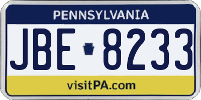 PA license plate JBE8233