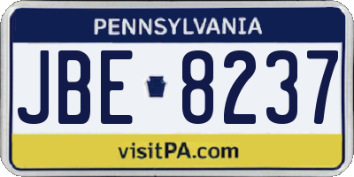 PA license plate JBE8237