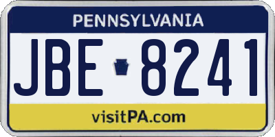 PA license plate JBE8241