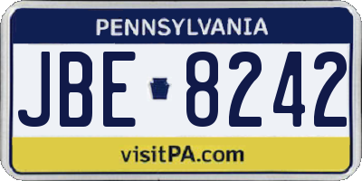 PA license plate JBE8242