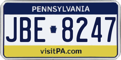 PA license plate JBE8247