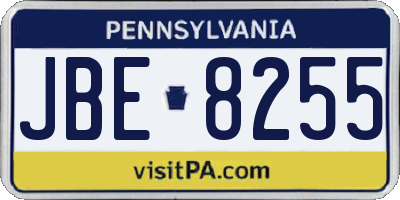 PA license plate JBE8255