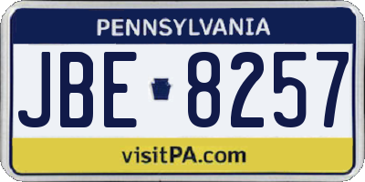 PA license plate JBE8257