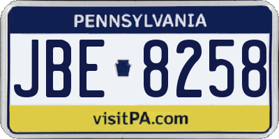 PA license plate JBE8258