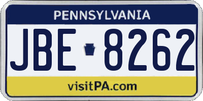 PA license plate JBE8262