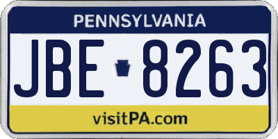 PA license plate JBE8263