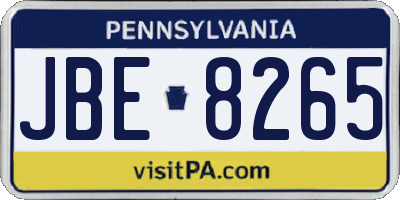 PA license plate JBE8265