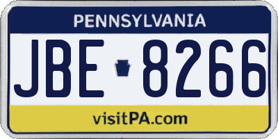 PA license plate JBE8266