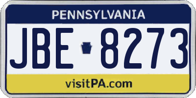 PA license plate JBE8273