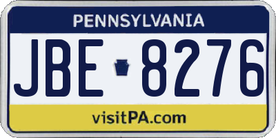 PA license plate JBE8276