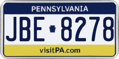 PA license plate JBE8278
