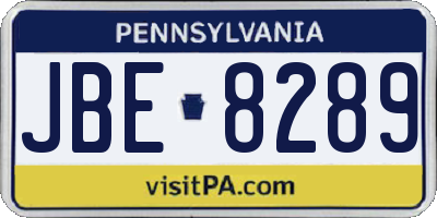 PA license plate JBE8289