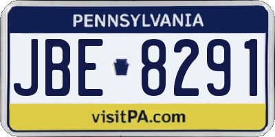PA license plate JBE8291