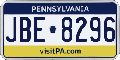 PA license plate JBE8296