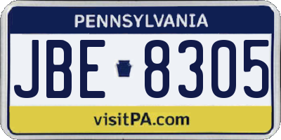 PA license plate JBE8305