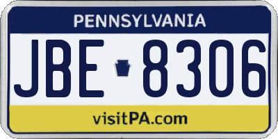 PA license plate JBE8306