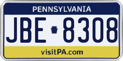 PA license plate JBE8308