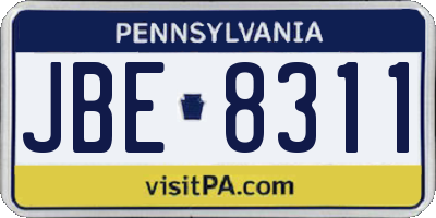 PA license plate JBE8311