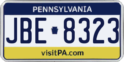 PA license plate JBE8323