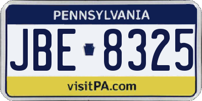 PA license plate JBE8325