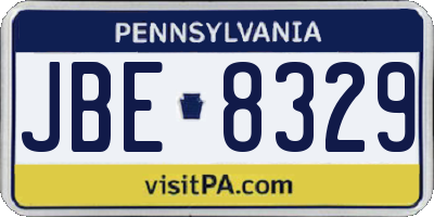 PA license plate JBE8329