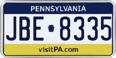 PA license plate JBE8335