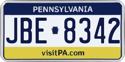 PA license plate JBE8342