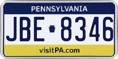 PA license plate JBE8346