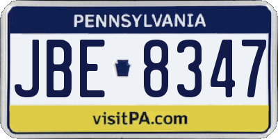 PA license plate JBE8347