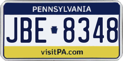 PA license plate JBE8348