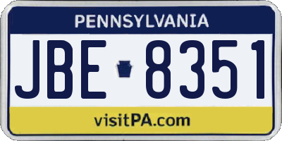 PA license plate JBE8351