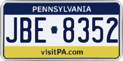 PA license plate JBE8352