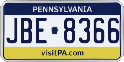 PA license plate JBE8366