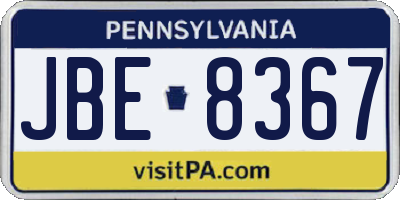 PA license plate JBE8367