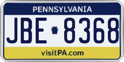 PA license plate JBE8368