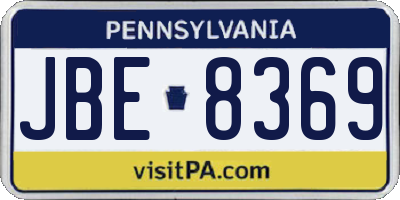 PA license plate JBE8369