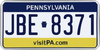 PA license plate JBE8371