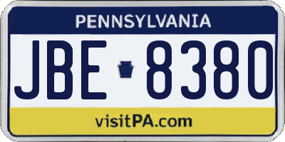 PA license plate JBE8380