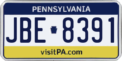 PA license plate JBE8391