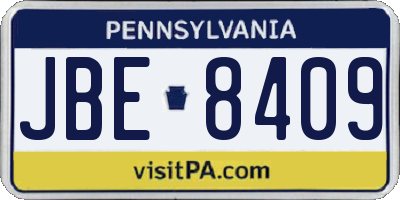 PA license plate JBE8409