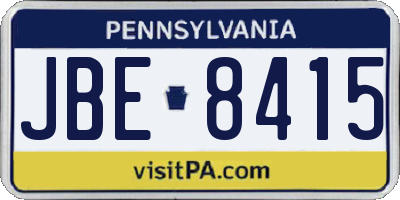 PA license plate JBE8415