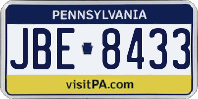 PA license plate JBE8433