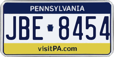PA license plate JBE8454