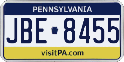PA license plate JBE8455
