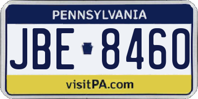 PA license plate JBE8460