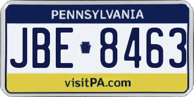 PA license plate JBE8463
