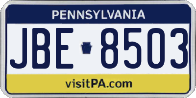 PA license plate JBE8503