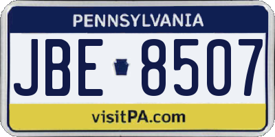 PA license plate JBE8507